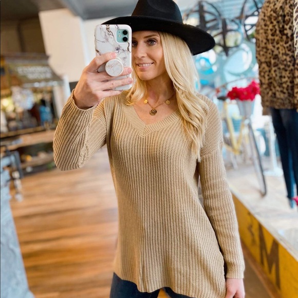 CAN'T DENY IT KNIT SWEATER-KHAKI - Picture 3 of 3